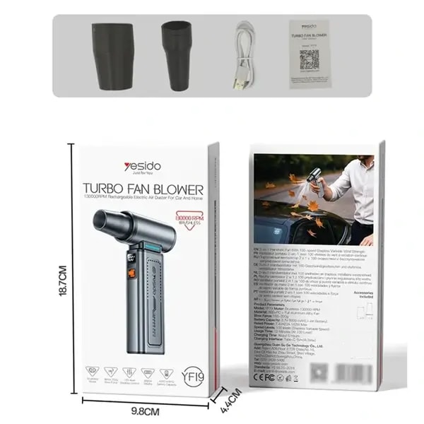 Ventilateur turbo Yesido – 100 vitesses – Moteur turbo – Fonctionnement silencieux et stable – YF19 — photo 3
