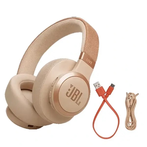 Casque JBL Live 770NC – 65h d’autonomie – Réduction de bruit adaptive – BT 5.3 – Assistance vocale – Beige — photo 2