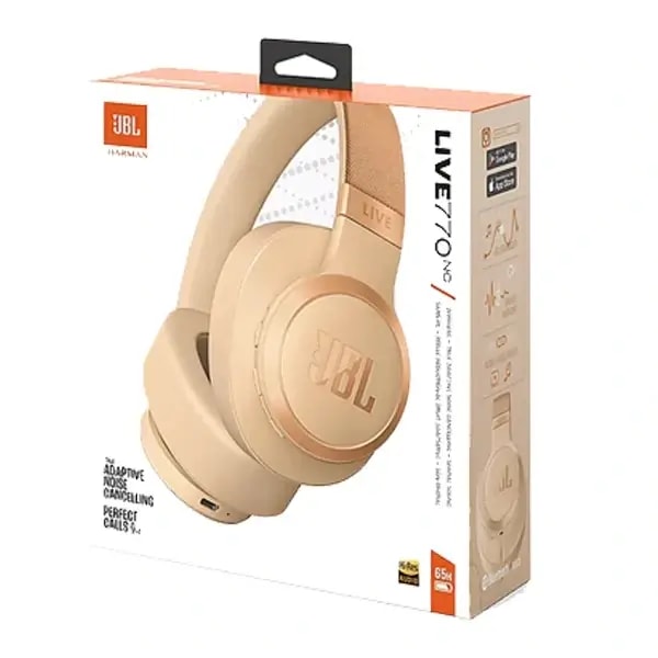 Casque JBL Live 770NC – 65h d’autonomie – Réduction de bruit adaptive – BT 5.3 – Assistance vocale – Beige — photo 3