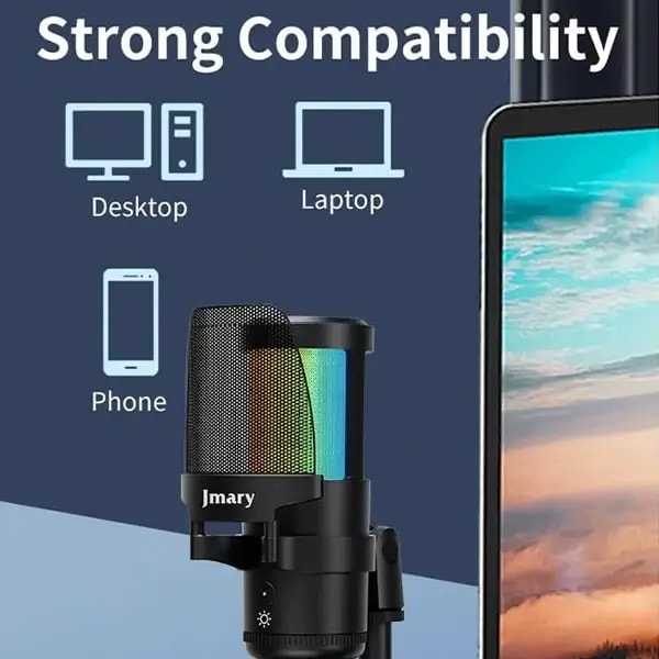 Microphone filaire avec câble USB/Type C – JMARY – Réduction de bruit – Compatible avec PC, téléphones et tablettes – MC-PW13 — photo 2