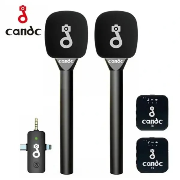 Micro cravate avec pêche pour interview et reportage Candc Dual MIC – 2TX et 1 RX – 8h d’autonomie – Réduction de bruit — photo 1