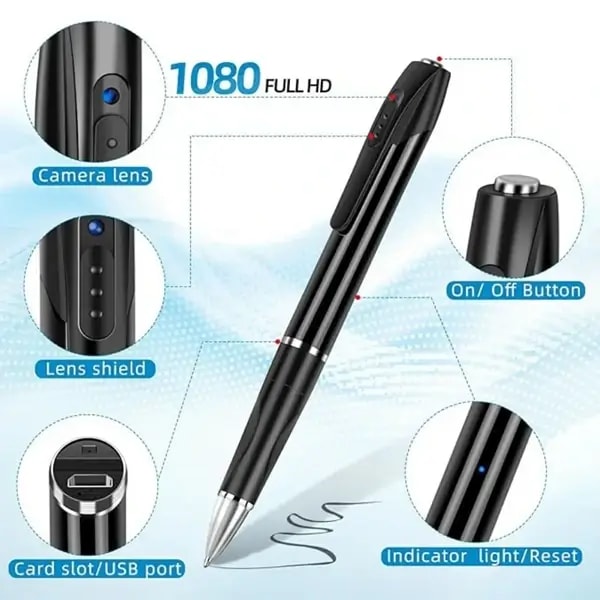 Stylo caméra cachée espion – 1080P – Enregistre vidéo + photo discrètement – micro-SD – Rechargeable – Camera Pen — photo 2