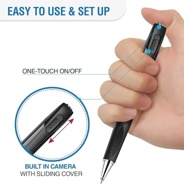 Stylo caméra cachée espion – 1080P – Enregistre vidéo + photo discrètement – micro-SD – Rechargeable – Camera Pen — photo 3