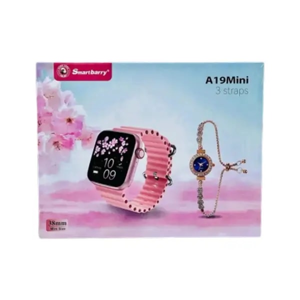 Montre connectée + une petite montre avec 3 bracelets Smart Barry A19 mini – 38mm – Écran HD 1,75″ – BT allant jusqu’à 10m – Cadran argenté — photo 2