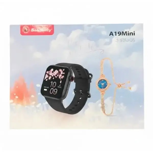 Montre connectée + une petite montre avec 3 bracelets Smart Barry A19 mini – 38mm – Écran HD 1,75″ – BT allant jusqu’à 10m – Cadran noir — photo 2
