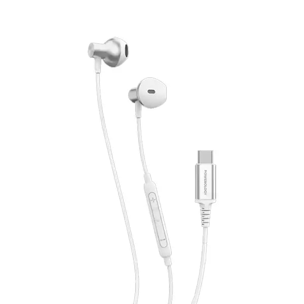 Écouteur stéréo filaire Powerology – Type-C – 1,2m – Qualité sonore HD Haut-parleur audio puissant – Commande de volume intégré – Basse profonde – PWTYPECSTWH — photo 1