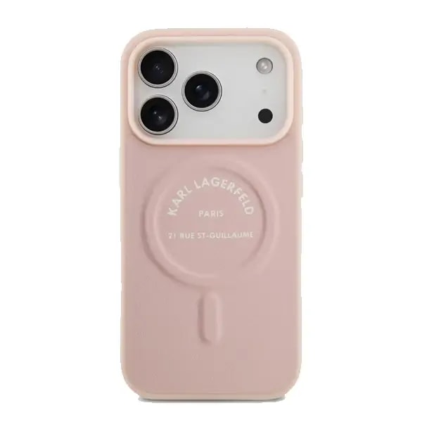 Coque pour iPhone 17 Pro Max Karl Lagerfeld en PU – MagSafe – Protection des rayures – Rose – KLOHMP17XPSKRSGEP — photo 1