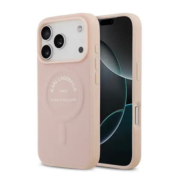 Coque pour iPhone 17 Pro Max Karl Lagerfeld en PU – MagSafe – Protection des rayures – Rose – KLOHMP17XPSKRSGEP — photo 2