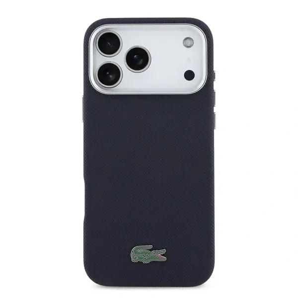 Coque pour iPhone 17 Pro Max Lacoste avec logo crocodile – Compatible MagSafe – Cuir – Bleu marine – LCFCMP17XPLAV — photo 1