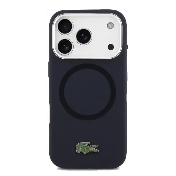 Coque pour iPhone 17 Pro Max avec logo crocodile Lacoste – Compatible MagSafe – Silicone – Bleu marine – LCHMP17XSLAV — photo 1