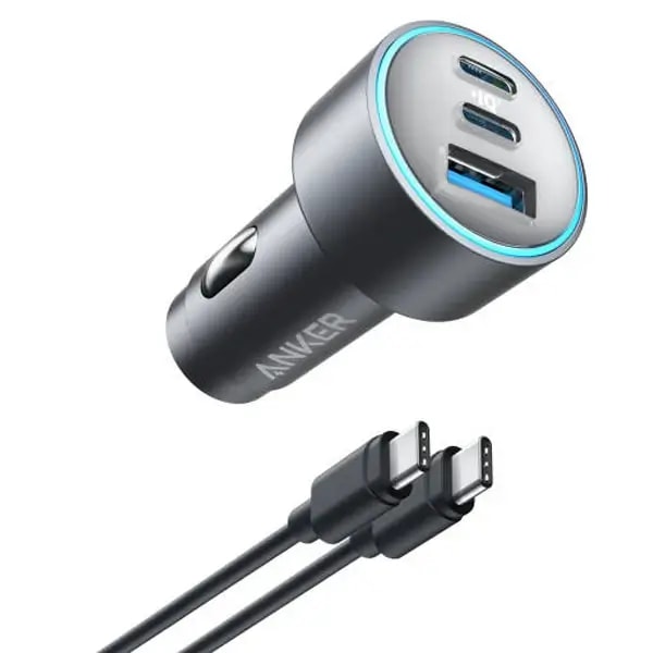Chargeur de voiture compact avec câble type-c Anker 335 Car Charger – 67W – 2 ports Type-C et 1 port USB
