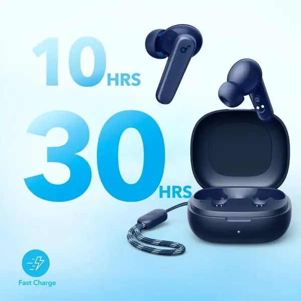 Écouteurs Soundcore R50i – 30h d’autonomie – BT 5.3 – IPX5 – Appels clairs par IA avec 2 micros – Bleu – A3949H32 — photo 2