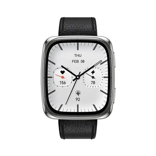 Montre connectée Amazfit Active 2 Square Version Premium – 10Jrs d’autonomie – Écran 1,75″ – GPS – Wifi – BT – Écran tactile – Bracelet en cuir noir — photo 1