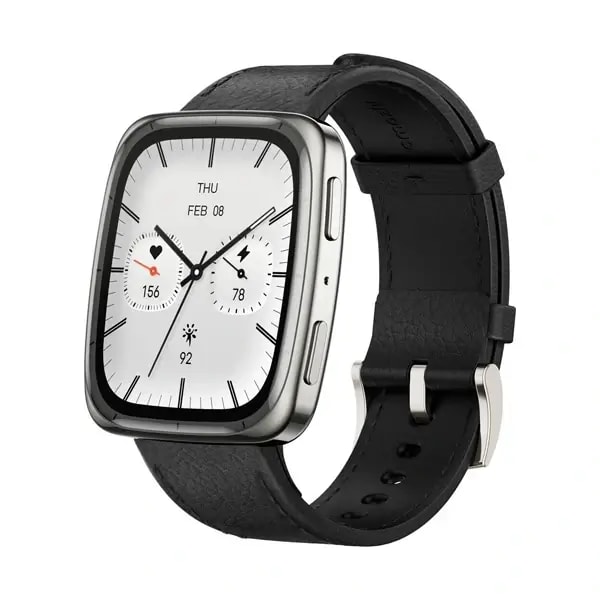 Montre connectée Amazfit Active 2 Square Version Premium – 10Jrs d’autonomie – Écran 1,75″ – GPS – Wifi – BT – Écran tactile – Bracelet en cuir noir — photo 3