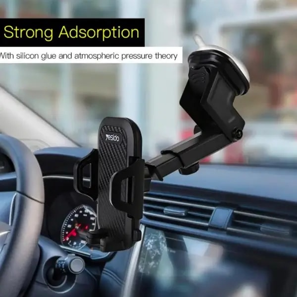 Support de téléphone portable universel flexible pour tableau de bord de voiture et de camion Yesido – 360° – Bras de serrage télescopique – C23 — photo 2