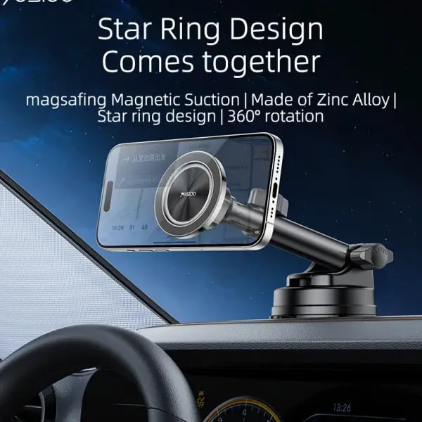 Support de téléphone de voiture pour tableau de bord avec anneau magnétique Yesido – Rotation à 360° – Magsafe – C179 — photo 2