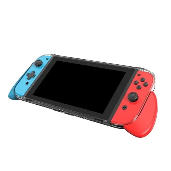 Étui de protection et poignée pour la Nintendo Switch 2 – Année 2025 – Coque transparent blanc et poigné rouge/bleu — photo 1