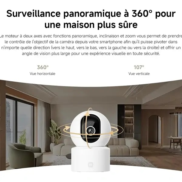 Caméra de surveillance intérieure Xiaomi C302 – 360°- 2K – Détection IA – Alexa et Google – BHR08SVGL — photo 3