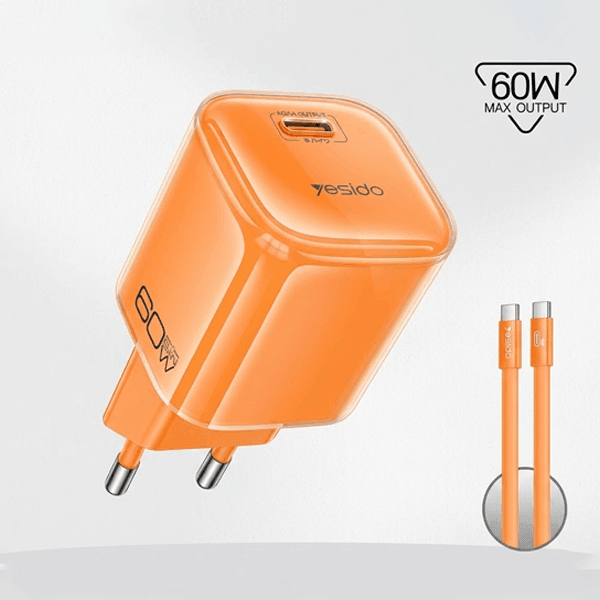 Chargeur rapide Yesido – 60W – Type-C – Orange – YC117 — photo 1