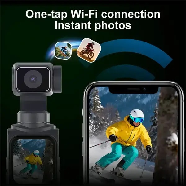 Caméra de poche pour vlogging Pocket Caméra 4K – Axe unique 330° – UHD – Écran tactile 1,7″ – Suivi intelligent du visage – Wifi – Noir — photo 5