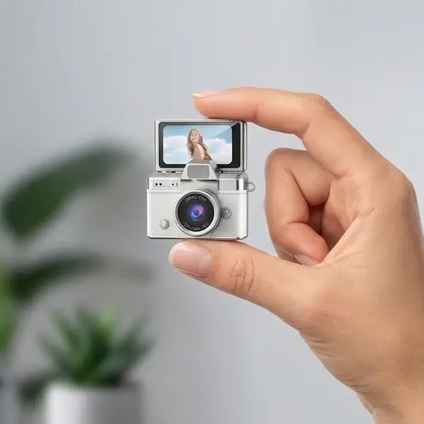 Mini caméra à écran rabattable – Vidéo résolution 1080P – Capteur d’image CCD – Écran HD IPS de 1,47″ – LK-027 – Blanc — photo 1