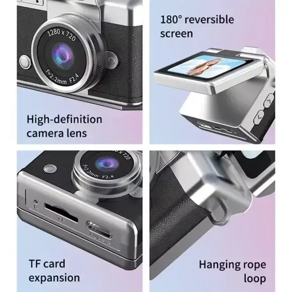 Mini caméra à écran rabattable – Vidéo résolution 1080P – Capteur d’image CCD – Écran HD IPS de 1,47″ – LK-027 – Violet — photo 3