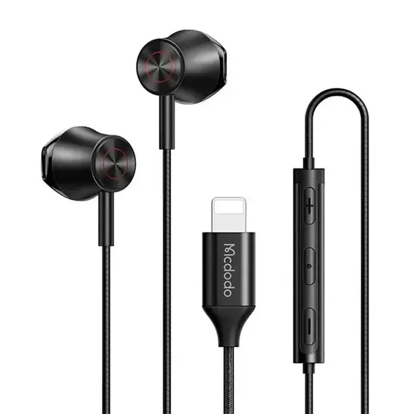 Écouteur filaire Mcdodo – Port Lightning pour iPhone – 1.2cm – Bouton de contrôle – Appel et musique – HP-4080 — photo 1