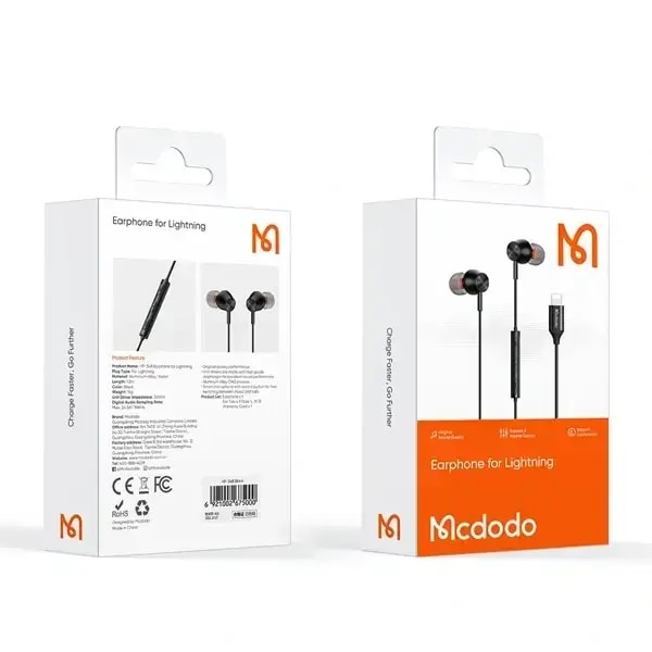 Écouteur filaire Mcdodo – Port Lightning pour iPhone – 1.2m – Bouton de contrôle – Appel et musique – HP-3480 — photo 2