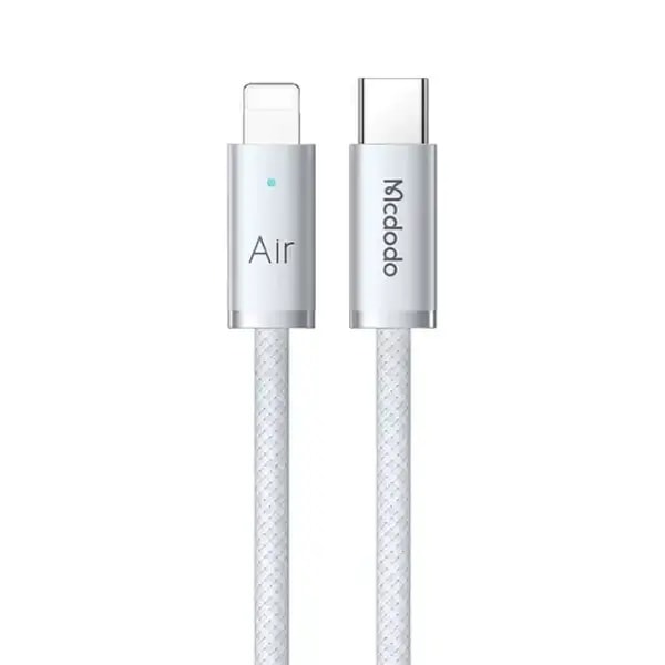 Câble de charge Mcdodo Cab Luma – 36W – Type-c vers Lightning pour iPhone – 1.8m – Indicateur LED d’état de charge – Blanc – CA-7783 — photo 1