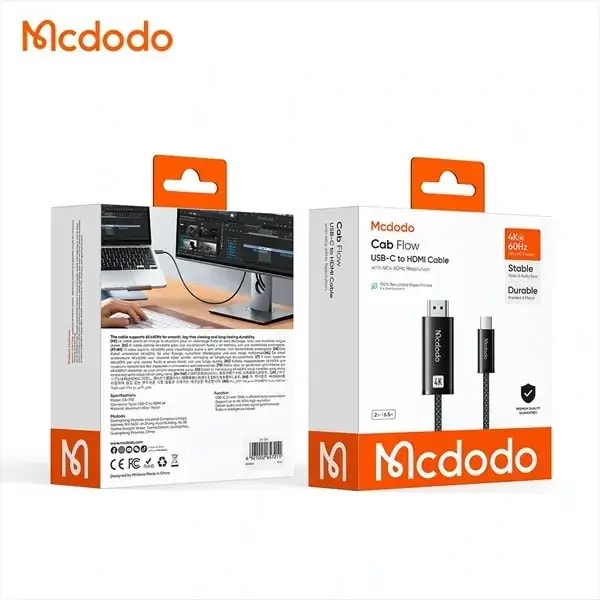 Câble adaptateur Mcdodo Cab Flow – Type-C vers HDMI – 4K – 2m – Pour transmissions d’images Ultra nette – CA-7900 — photo 3