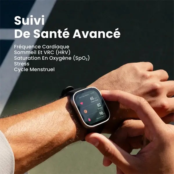 Montre connectée Amazfit Bip Max – 20Jrs d’autonomie – Écran 2,07″ AMOLED – 4Go de stockage – Mesures de santé avancées – Bleu foncé — photo 3