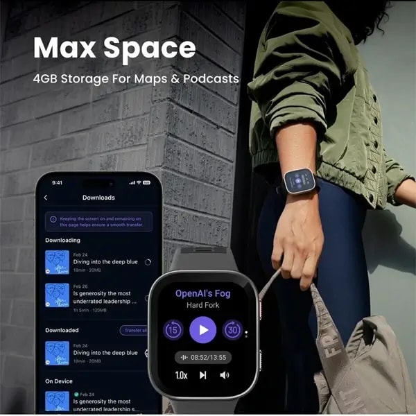Montre connectée Amazfit Bip Max – 20Jrs d’autonomie – Écran 2,07″ AMOLED – 4Go de stockage – Mesures de santé avancées – Bleu foncé — photo 4