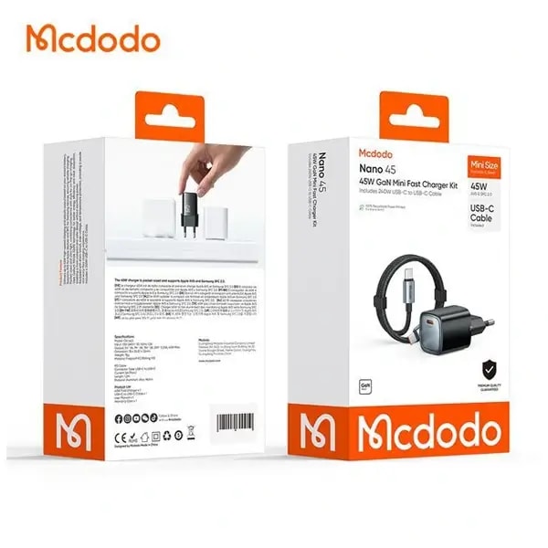 Chargeur Mcdodo Nano 45 Gan Mini – Puissance 45W – Port et câble Type-C – CH-4433 — photo 2