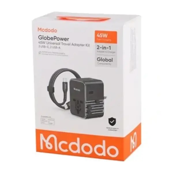 Chargeur détachable Mcdodo Globe Power – 45W – Câble Type-c 1.2m – 3 ports Type-c et 1 port USB intégrés sur le boitier – CP-3270 — photo 3