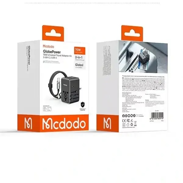 Chargeur détachable Mcdodo Globe Power – 70W – Câble de Type-C – 3 ports Type-C et 2 port USB intégrés sur le boitier – CP-5980 — photo 3