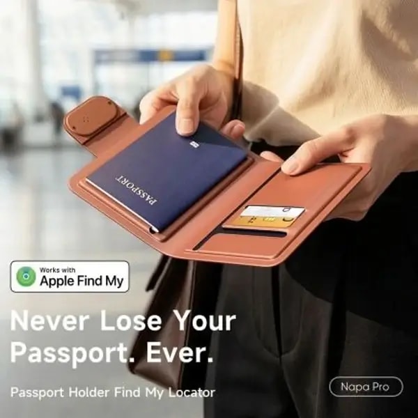 Porte-passeport connecté avec localisateur Find My Mcdodo Napa Pro – Buzzer intégré de 90 dB – Marron – AT-4181 — photo 2