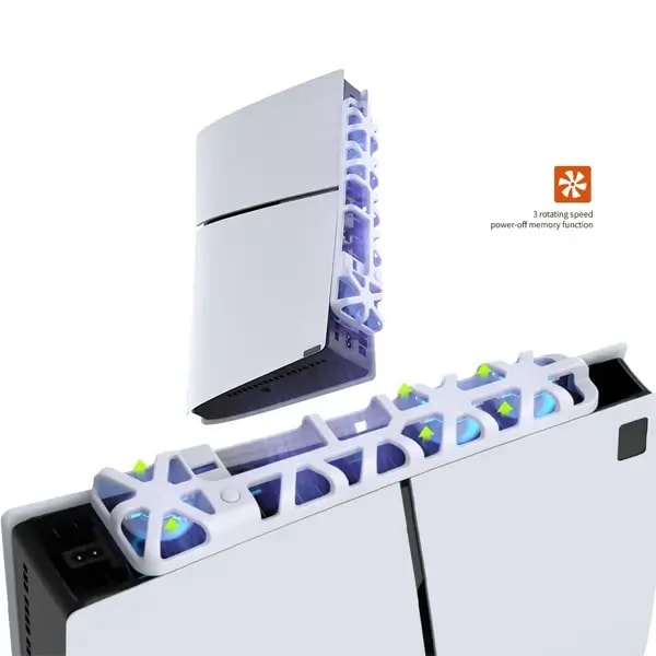 Ventilateur de refroidissement PS5 Slim Dobe – Équipé de plusieurs ventilateurs puissants – Alimentation USB – Blanc – TP5-3538S — photo 2