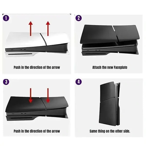 Coque de remplacement pour la PS5 Slim Édition – Façades et plaques arrière – Compatible uniquement avec la PS5 Slim version disque – Noir – GP-529 — photo 4