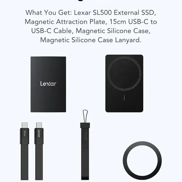 Disque Dur SSD 1To magnétique pour Smartphone Lexar – Gen 2×2 – Type-C – USB 3.0 – 2000MB/S – SL500 — photo 2