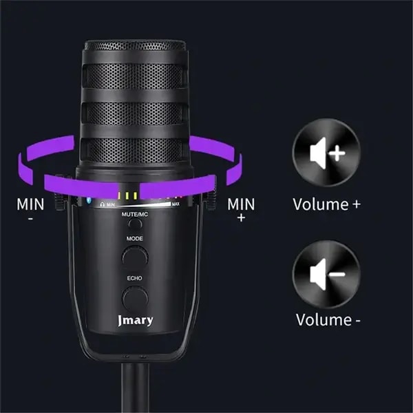 Microphone filaire avec câble USB JMARY – Réduction de bruit – Fonction de sourdine – Monitoring sans latence – Rotatif à 360 degrés sans latence – MC-PW12 — photo 3