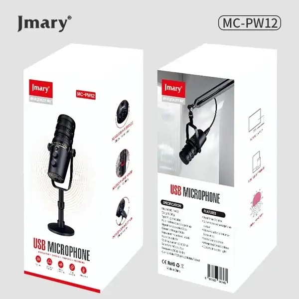 Microphone filaire avec câble USB JMARY – Réduction de bruit – Fonction de sourdine – Monitoring sans latence – Rotatif à 360 degrés sans latence – MC-PW12 — photo 5