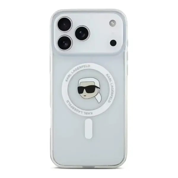 Coque pour iPhone 17 Pro Max Lagerfeld avec tête de Karl – Compatible MagSafe – Transparent – KLOHMP17XHLSKIH — photo 2