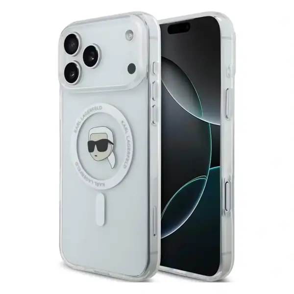 Coque pour iPhone 17 Pro Max Lagerfeld avec tête de Karl – Compatible MagSafe – Transparent – KLOHMP17XHLSKIH — photo 3