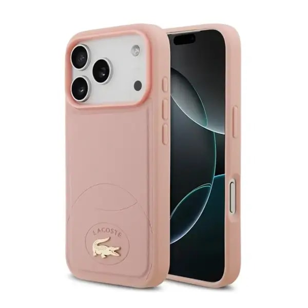 Coque pour iPhone 17 Pro Max Lacoste avec logo crocodile – Compatible MagSafe – Silicone – Rose – LCHMP17XPBLP — photo 3