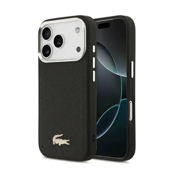 Coque pour iPhone 17 Pro Lacoste avec logo crocodile – Compatible MagSafe – Similicuir – Noir – LCHMP17LPCEAK — photo 2