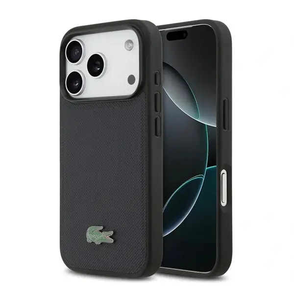 Coque pour iPhone 17 Pro Lacoste avec logo crocodile – Compatible MagSafe – Petit Piqué – Marine – LCHMP17LPLAV — photo 3