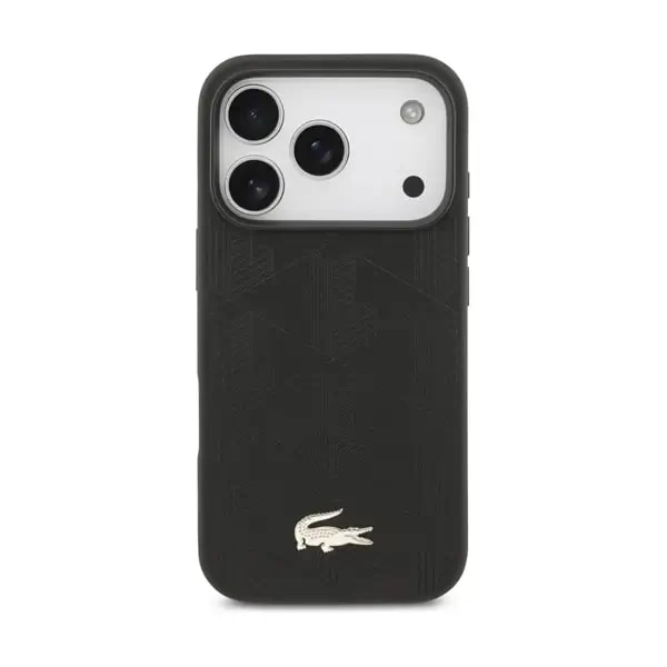 Coque pour iPhone 17 Pro Lacoste avec logo crocodile Nomogramme Gold – Compatible MagSafe – Cuir – Noir – LCHMP17LPNOK — photo 2