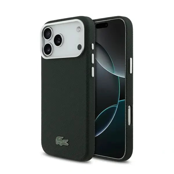 Coque pour iPhone 17 Pro Max Lacoste avec logo crocodile – Compatible MagSafe en polyuréthane – Petit Piqué – Vert – LCFCMP17XPLAE — photo 2