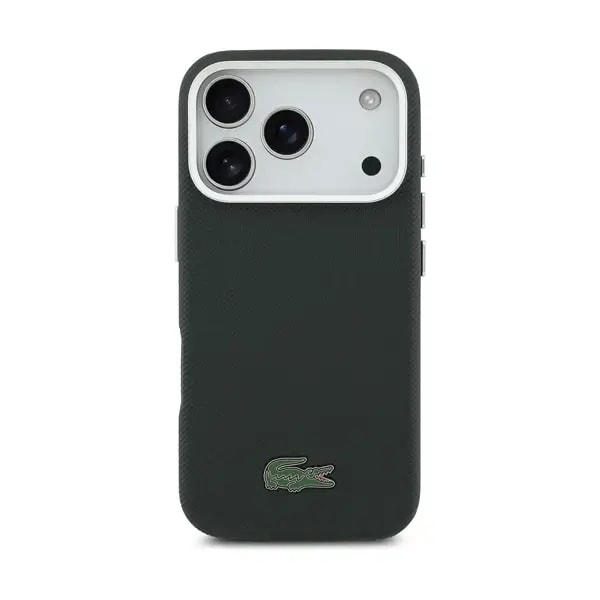 Coque pour iPhone 17 Pro Lacoste avec logo crocodile – Compatible MagSafe – Petit Piqué – Cuir – Vert – LCFCMP17LPLAE — photo 2