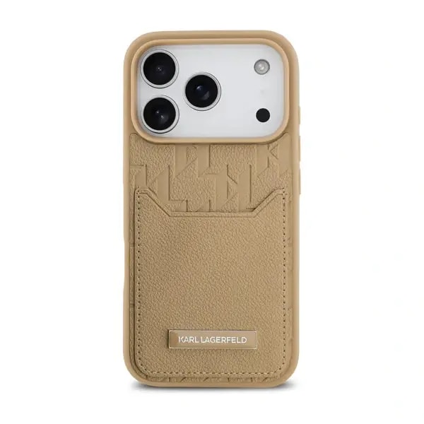 Coque pour iPhone 17 Pro Max Karl Lagerfeld avec logo Karl en Nomogramme estampé – Compatible MagSafe – Porte-carte intégré – Marron – KLHCP17XPGKHPRPW — photo 2